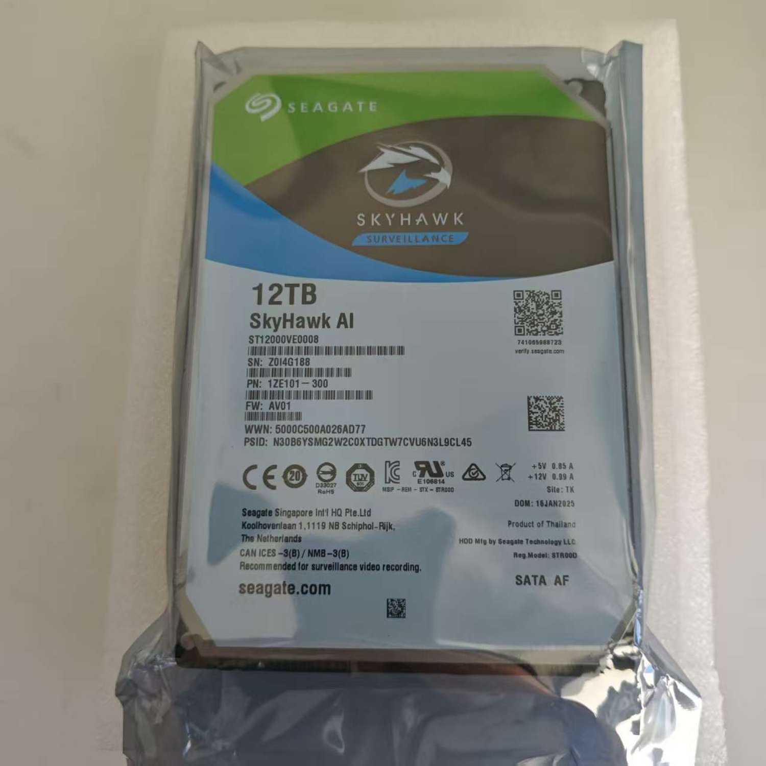 Seagate 12TB ST12000VE0008 Surveillance Hard Drive (SkyHawk AI Series)