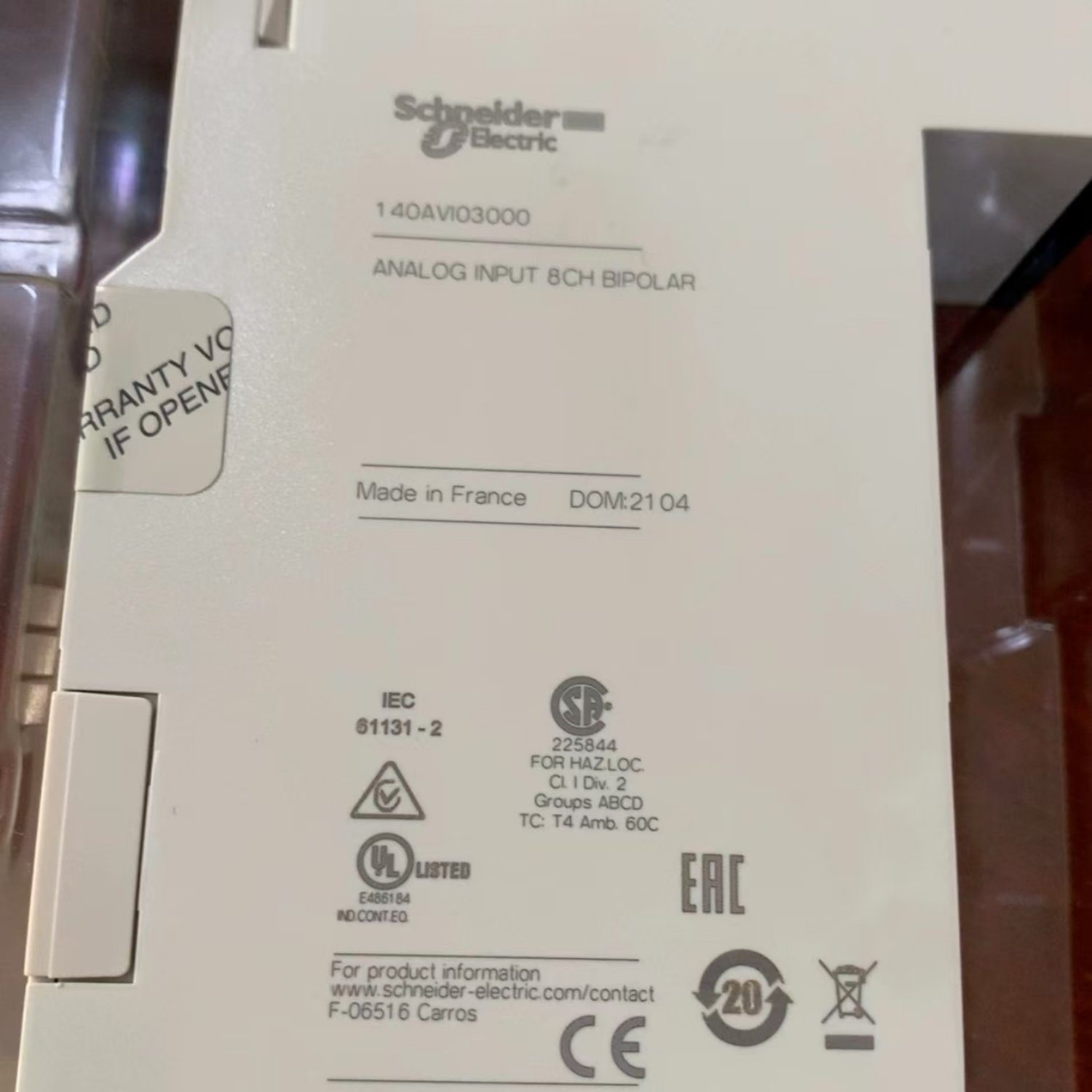 SCHNEIDER 140AVI03000 Analog Input Module (Modicon Quantum) - Image 3