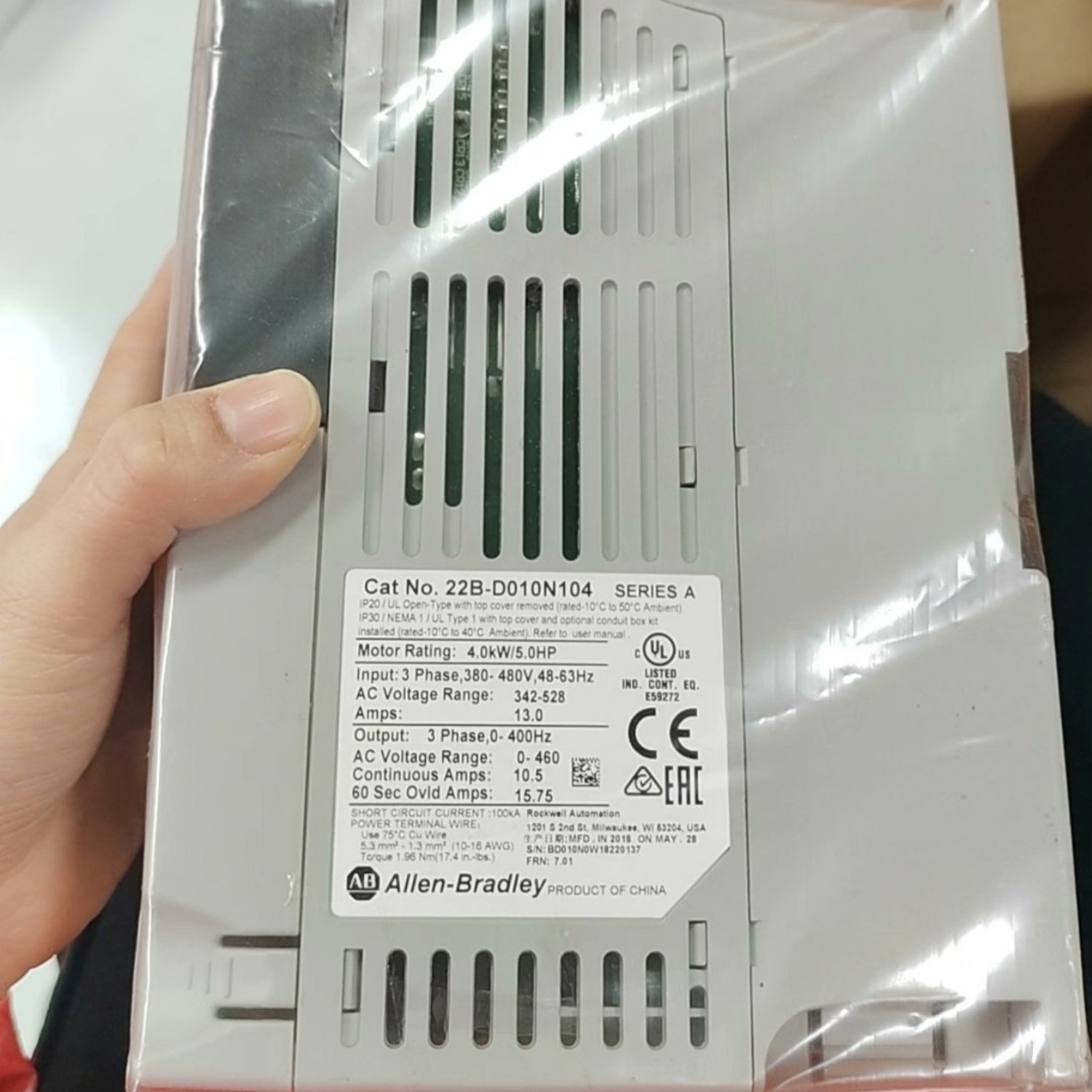 ALLEN-BRADLEY 22B-D010N104 Adjustable Frequency AC Drive (PowerFlex 40 Series) - Image 3