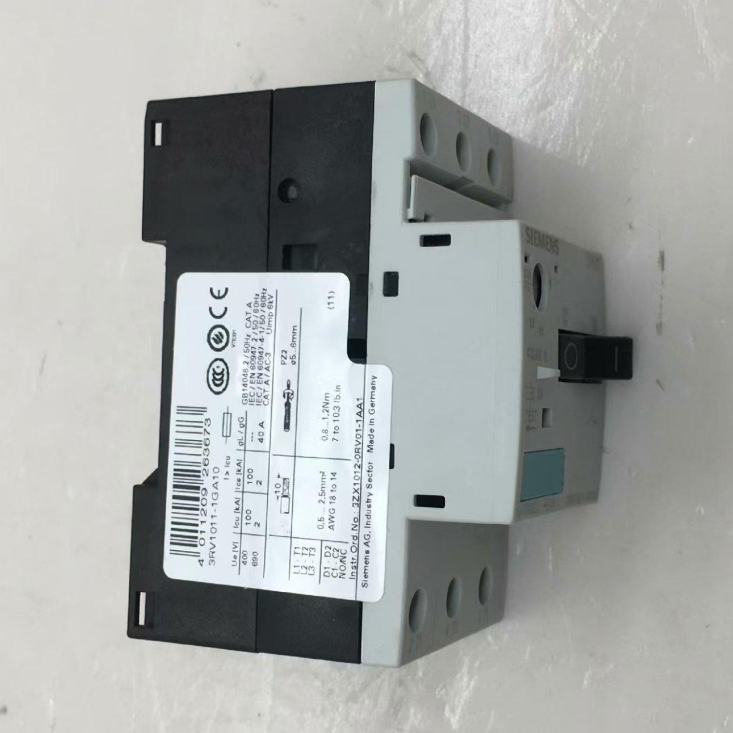 SIEMENS 3RV1011-1GA10 Motor Starter Protector (SIRIUS 3RV1) - Image 3