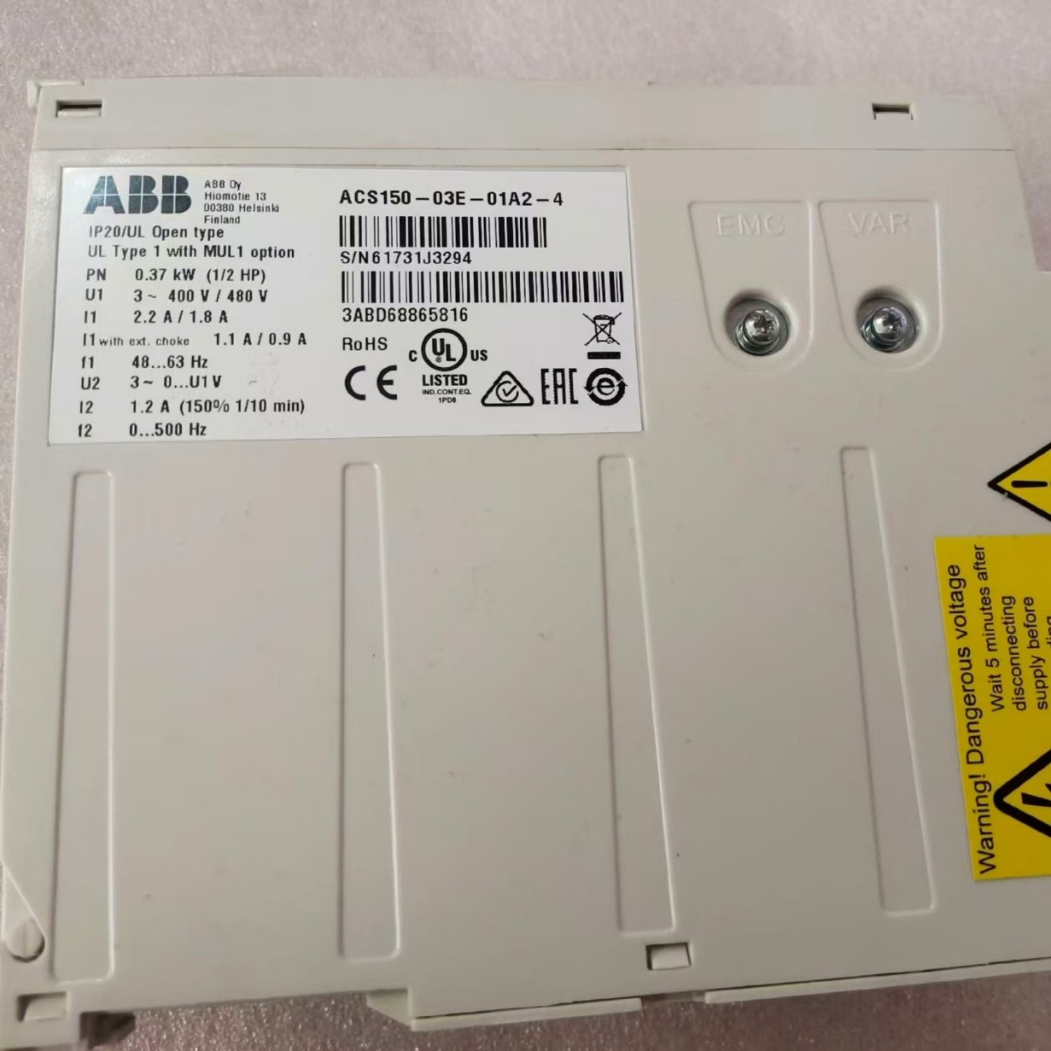 ABB ACS150-03E-01A2-4 Micro Variable Frequency Drive (VFD) (ACS150) - Image 3
