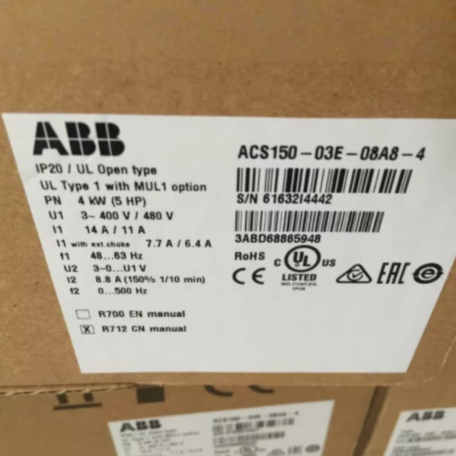 ACS150-03E-08A8-4 ABB Variable Frequency Drive