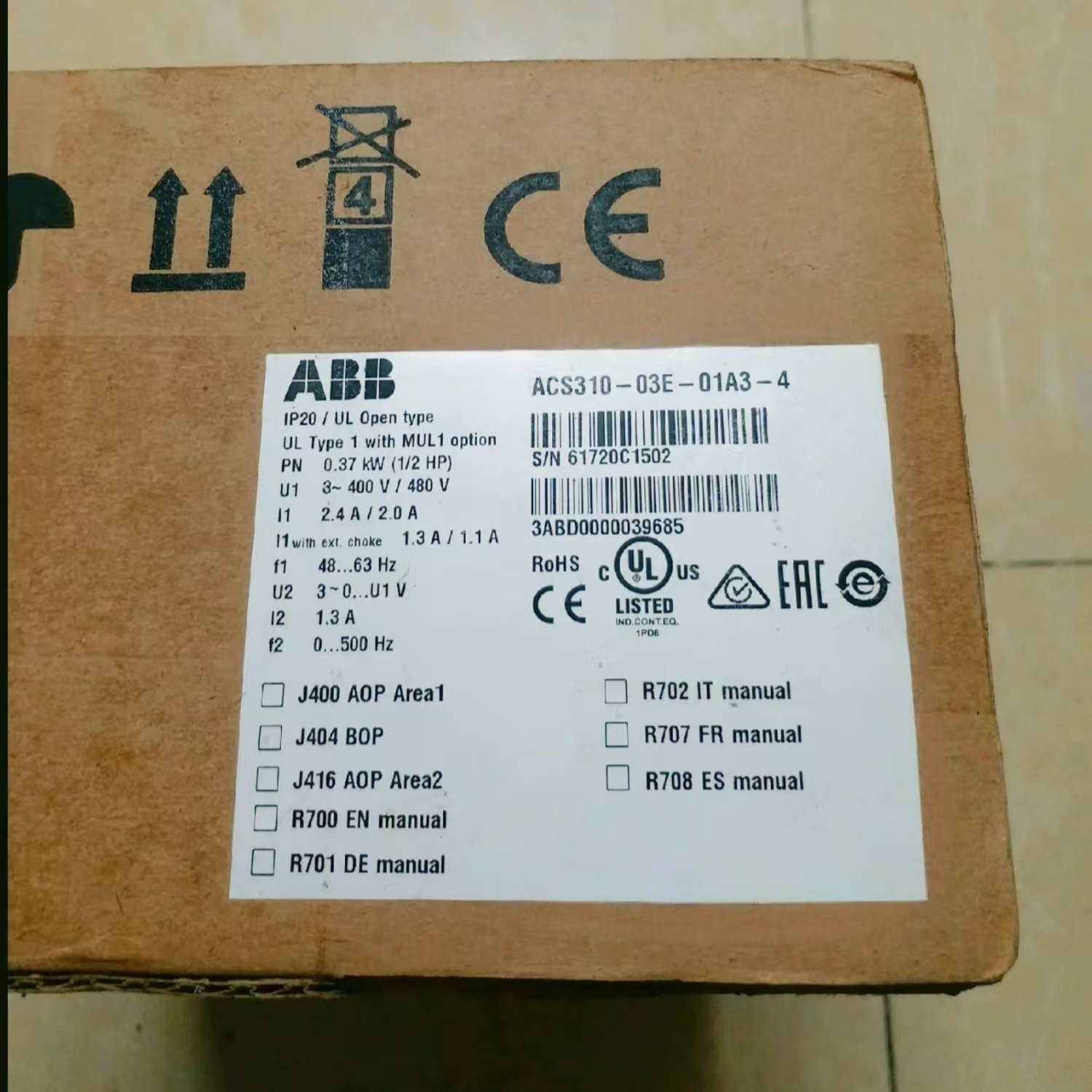ACS310-03E-01A3-4 ABB Variable Frequency Drive