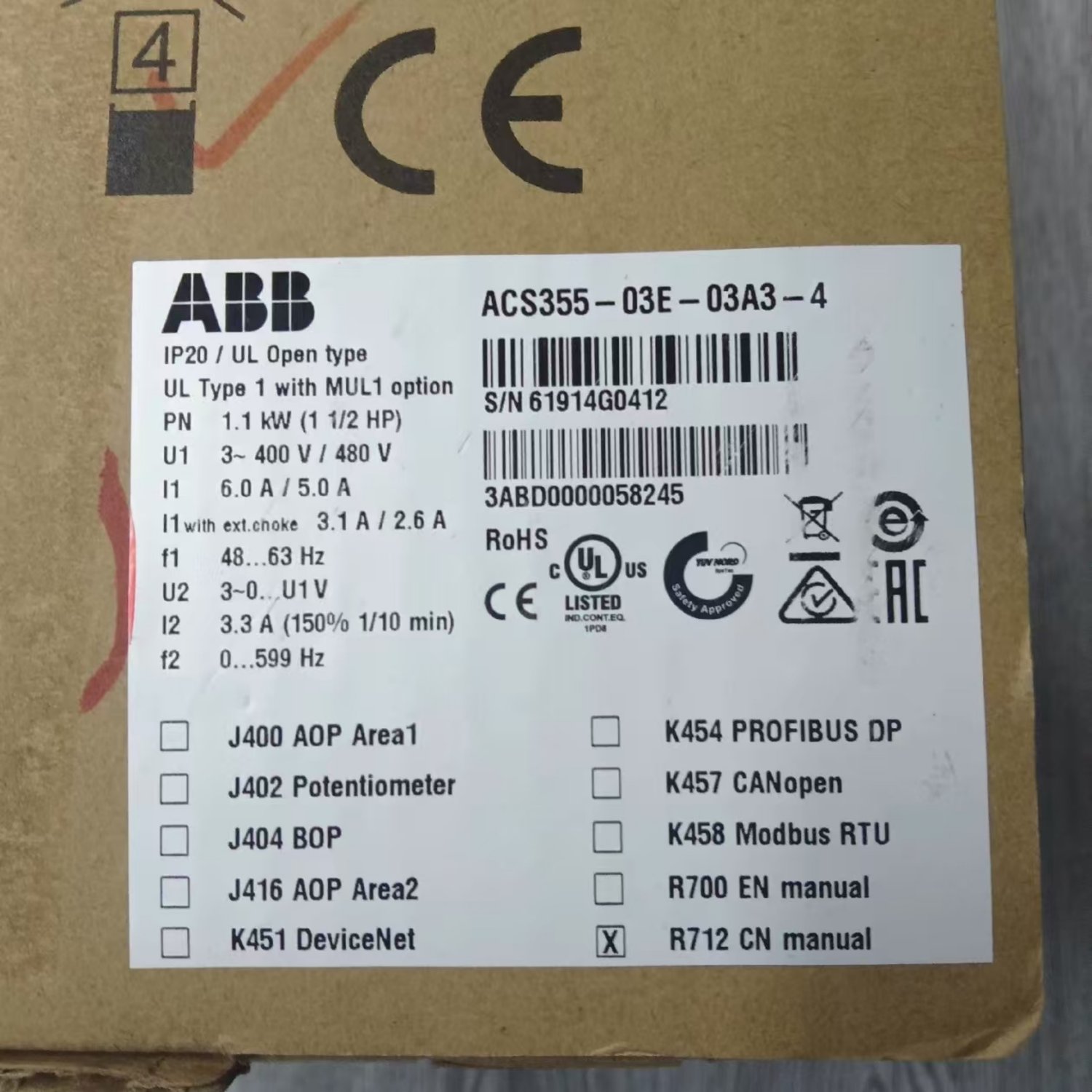 ABB ACS355-03E-03A3-4 Inverter
