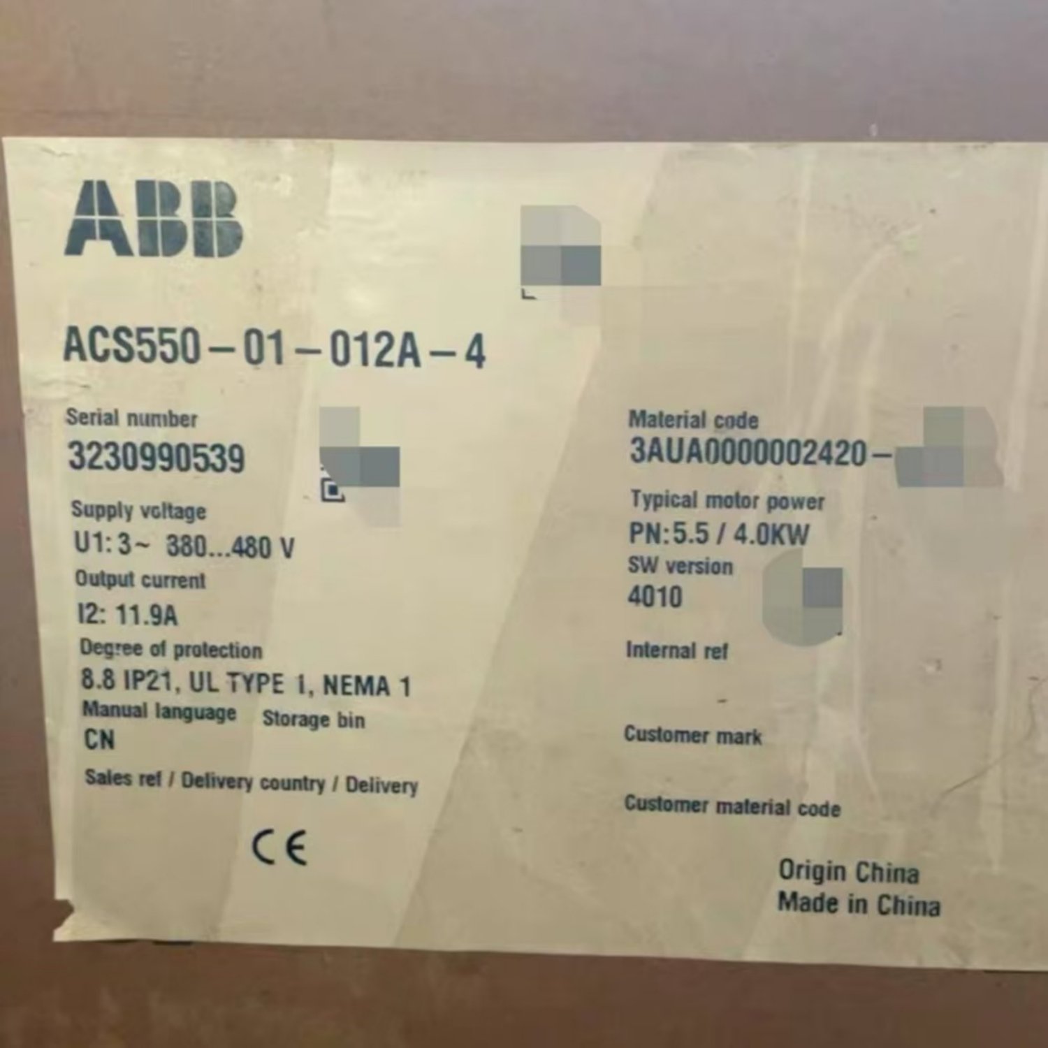 ABB ACS550-01-012A-4 Variable Frequency Drive (VFD) (ACS550) - Image 14