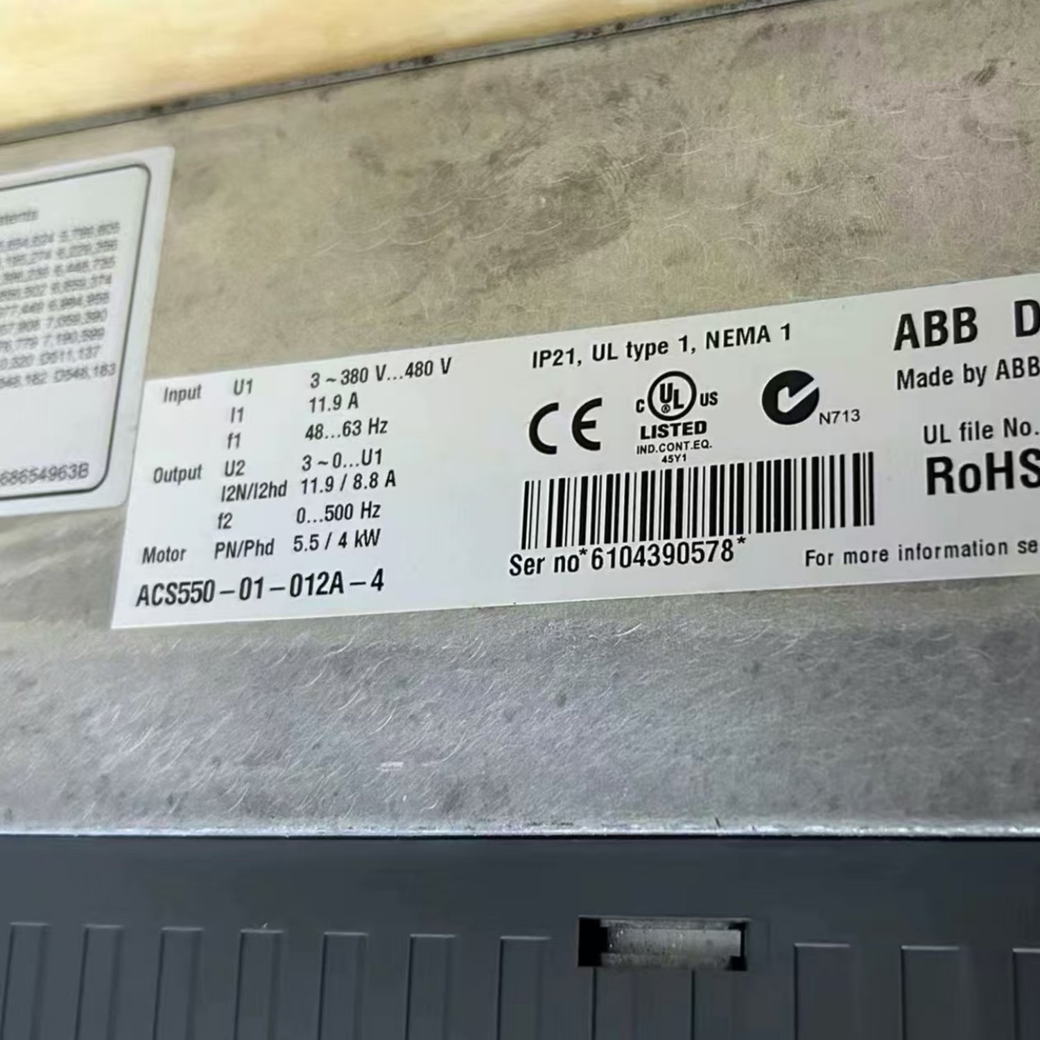 ABB ACS550-01-012A-4 Variable Frequency Drive (VFD) (ACS550) - Image 4