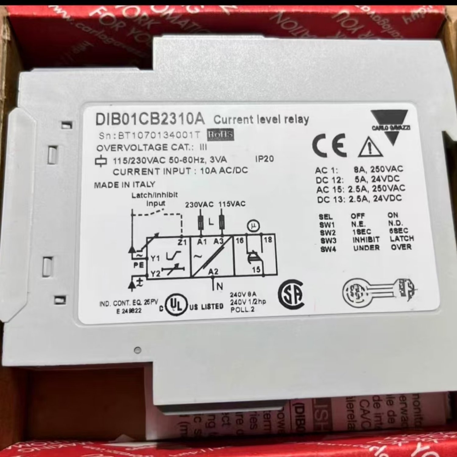 CARLO GAVAZZI DIB01CB2310A True RMS Current Monitoring Relay (DIB01 Series) - Image 3