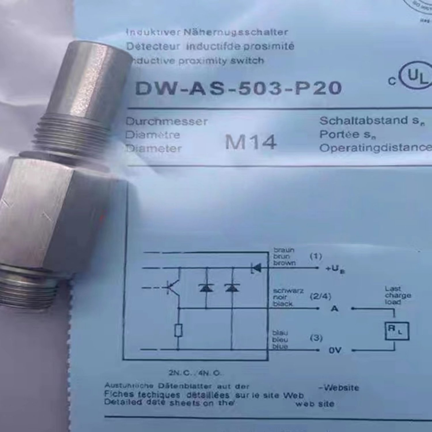 CONTRINEX DW-AS-503-P20 Embeddable Inductive Proximity Sensor (DW-AS Series)