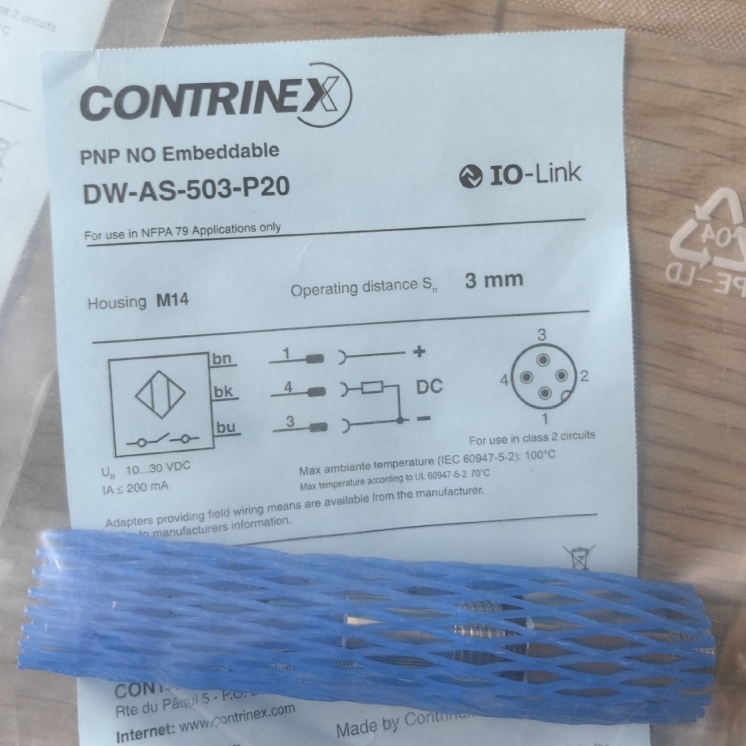CONTRINEX DW-AS-503-P20 Embeddable Inductive Proximity Sensor (DW-AS Series) - Image 4