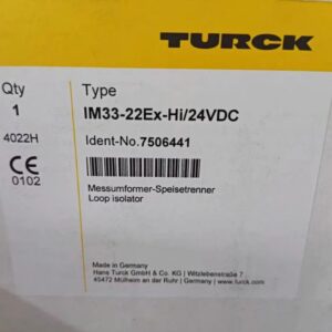 TURCK IM33-22EX-HI-24VDC Isolating Transducer (IM33)