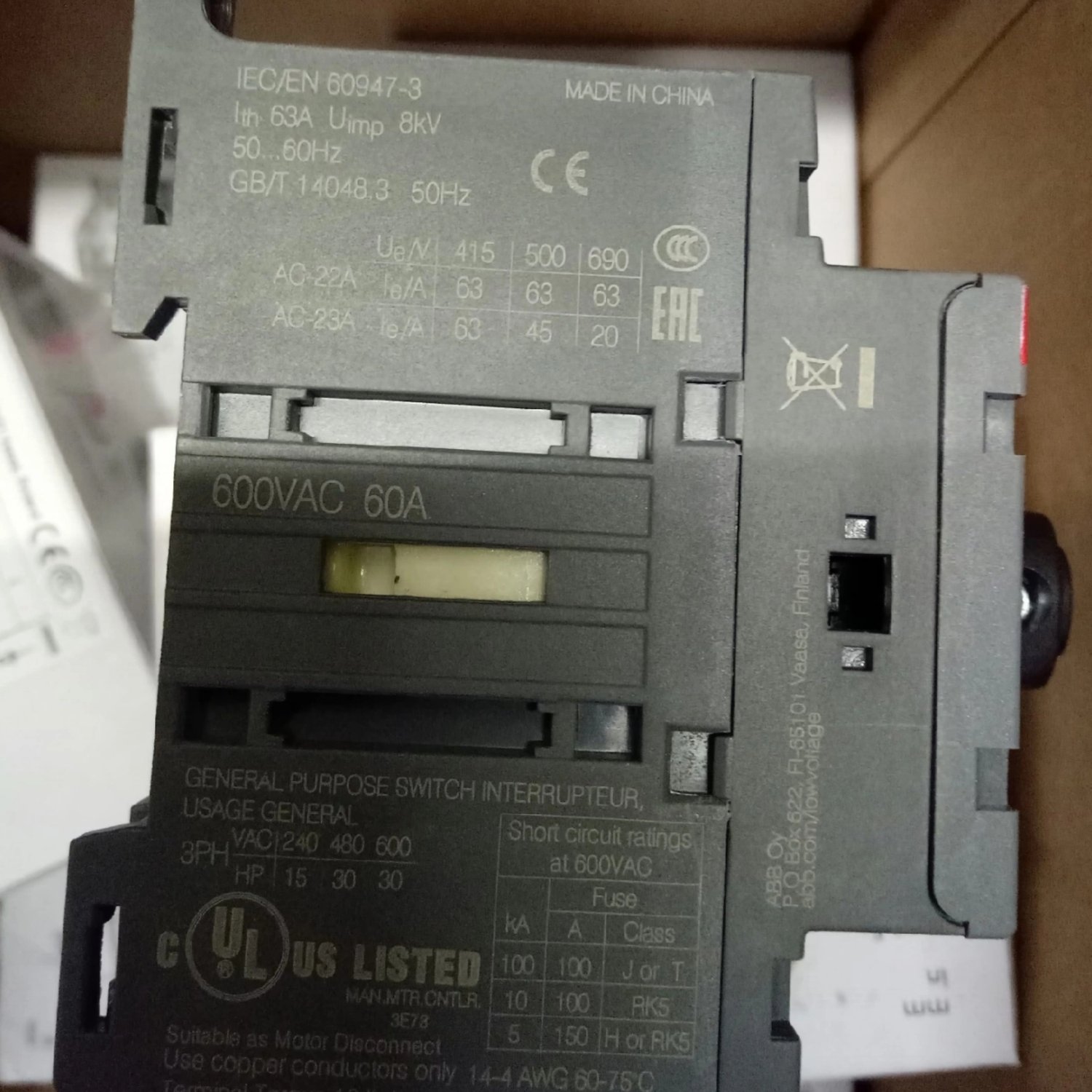 ABB OT63F3 Switch Disconnector (Load Break Switch) (SwitchLine OT) - Image 6