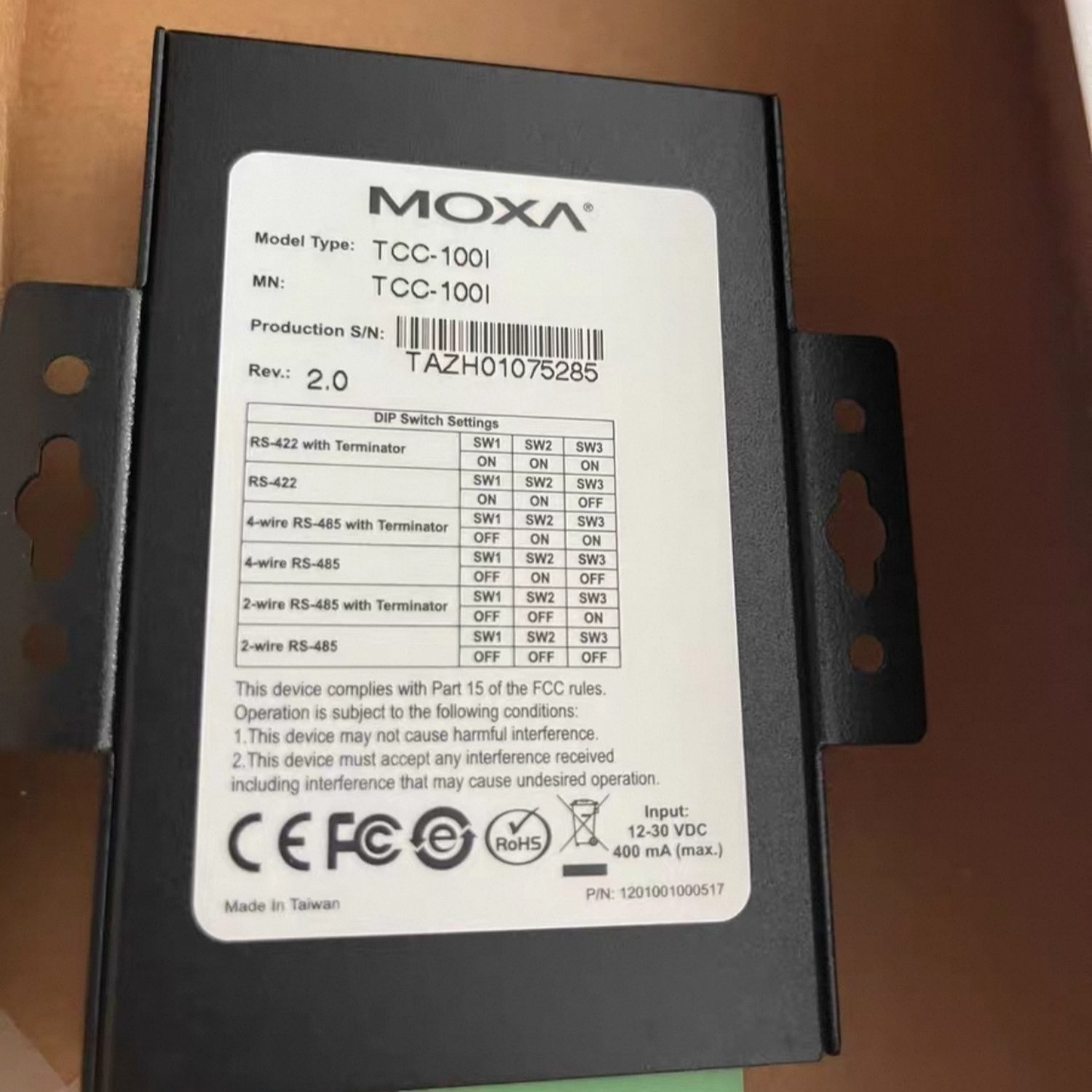 MOXA TCC-100I Serial Media Converter (TCC-100) - Image 2