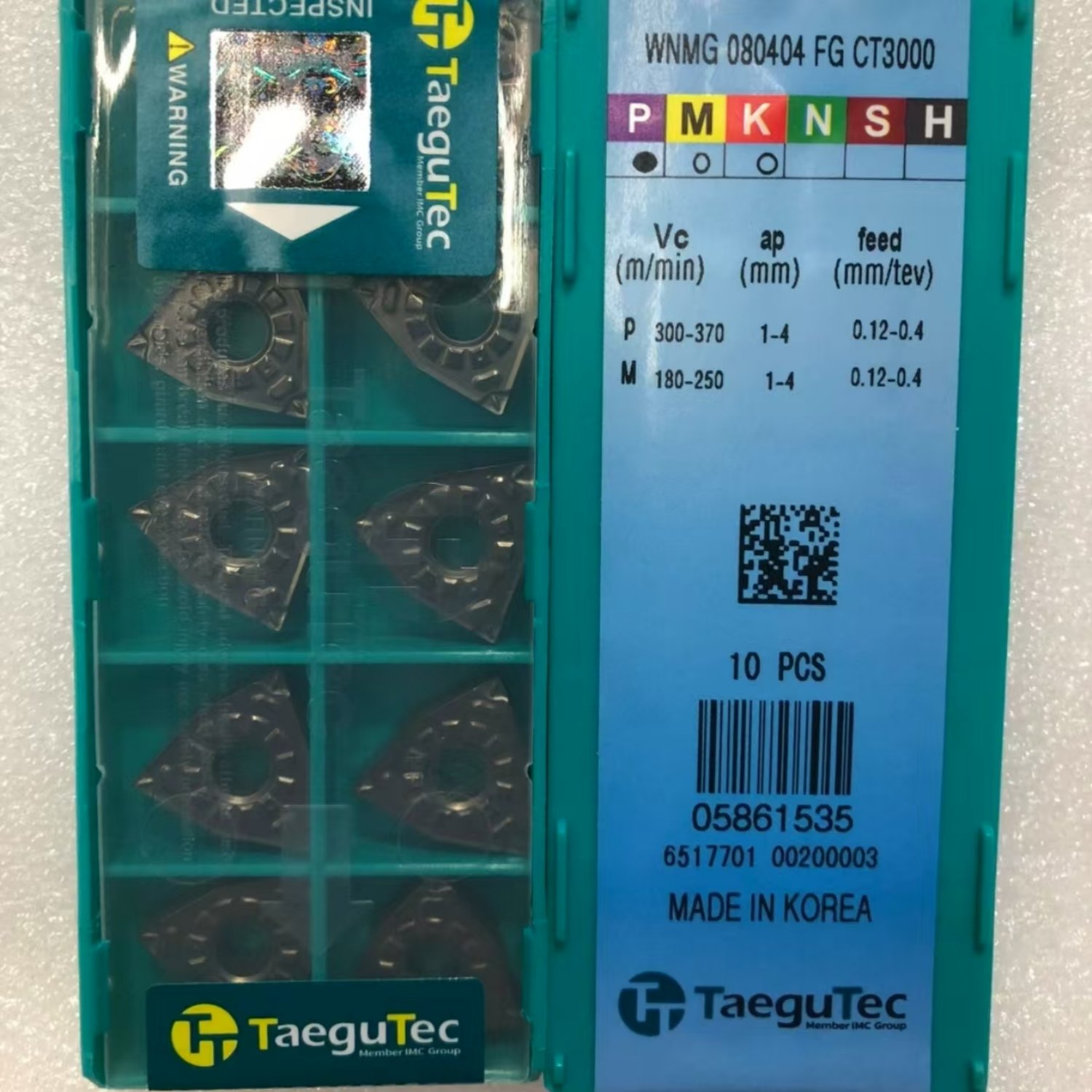 TAEGUTEC WNMG080404-FG CT3000 CNC Insert