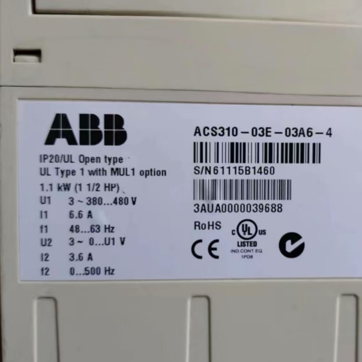 ACS310-03E-03A6-4 ABB Variable Frequency Drive