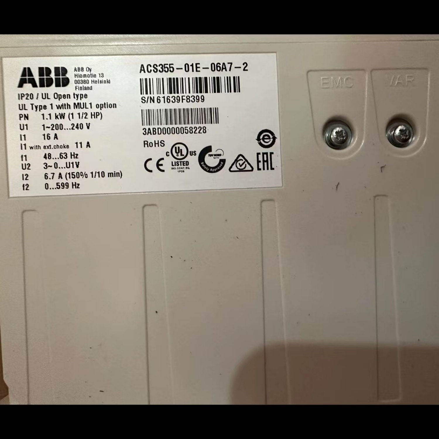 ABB ACS355-01E-06A7-2 General Purpose AC Drive - Image 4