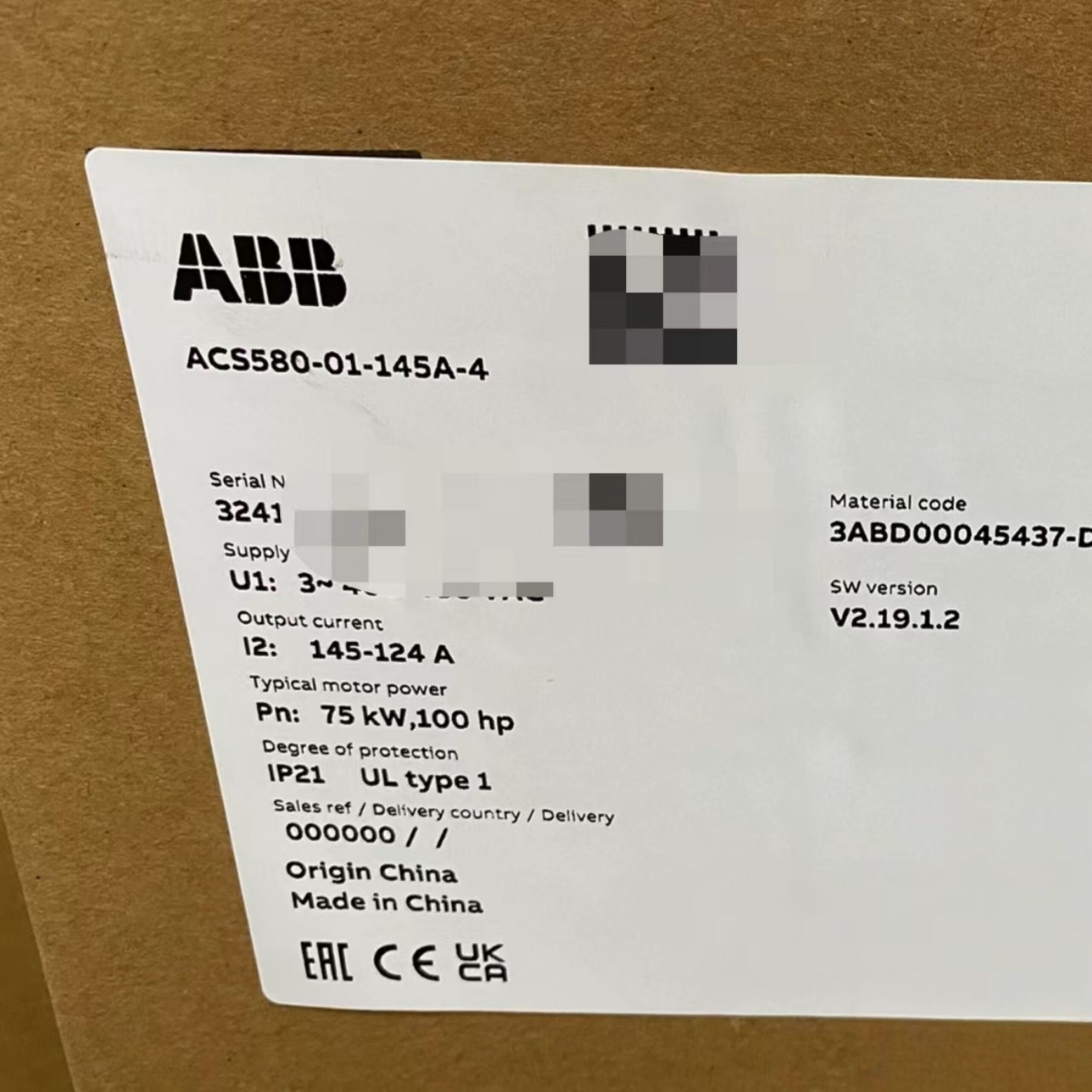 ABB ACS580-01-145A-4 AC Drive