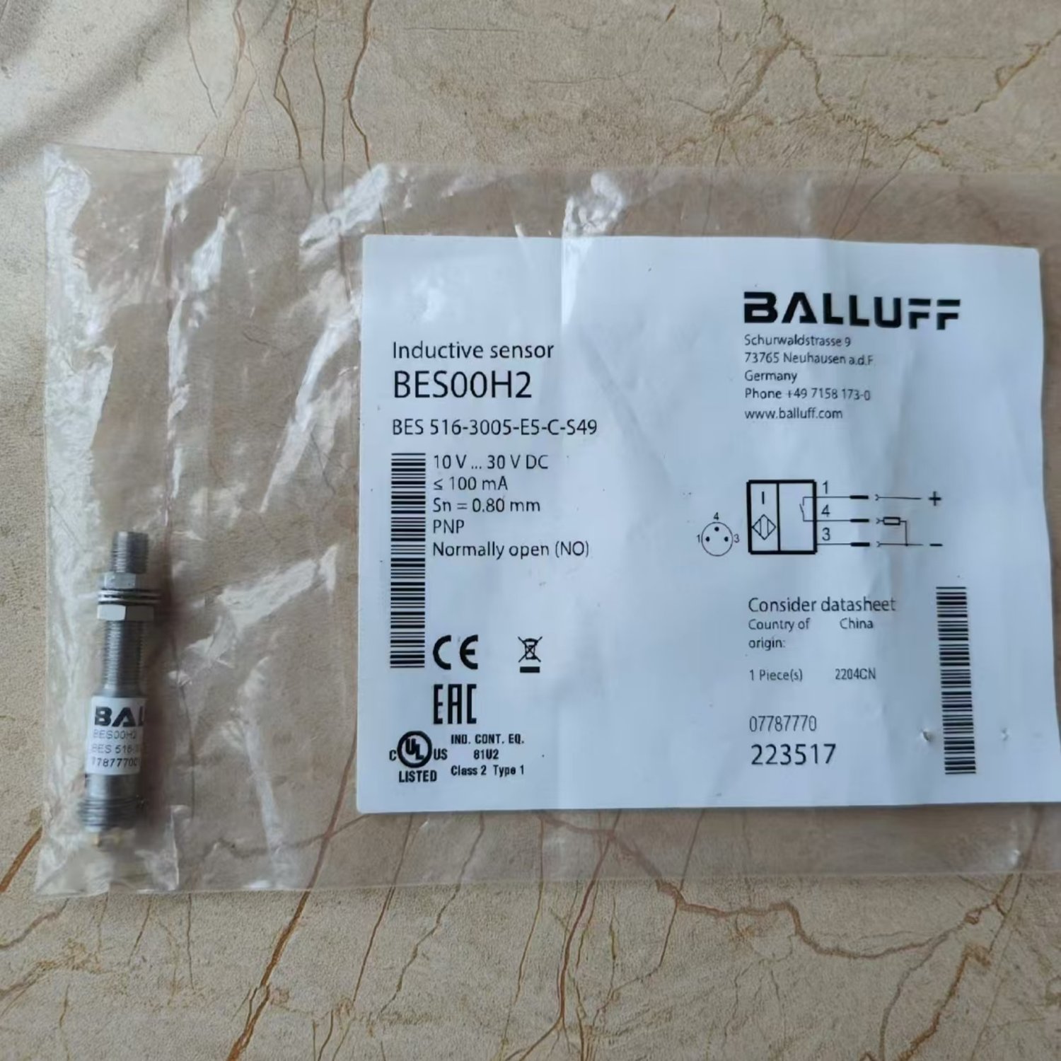 Balluff BES-516-3005-E5-C-S49 Inductive Proximity Sensor