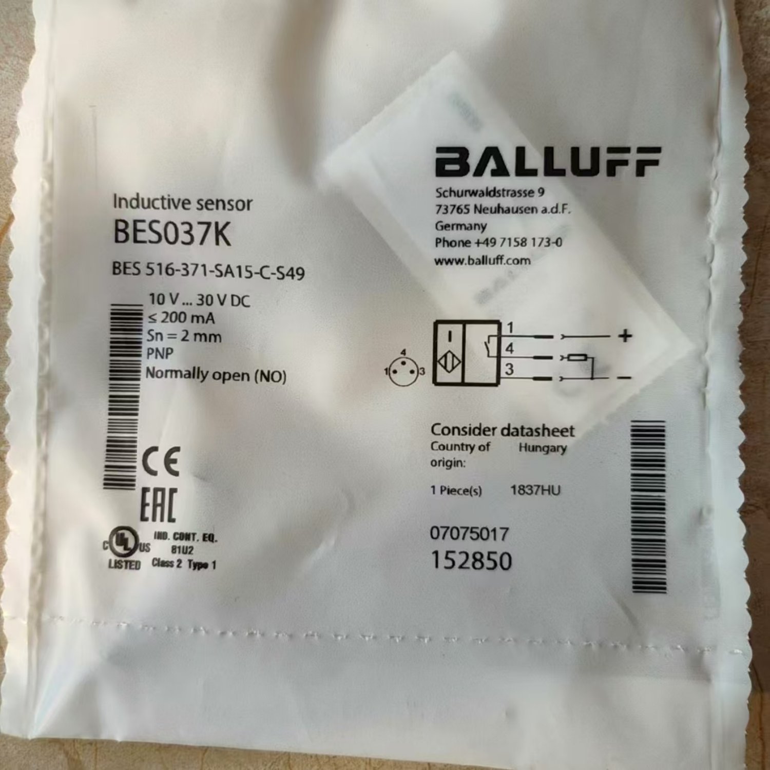 Balluff BES 516-371-SA15-C-S49 Inductive Proximity Sensor - Image 2