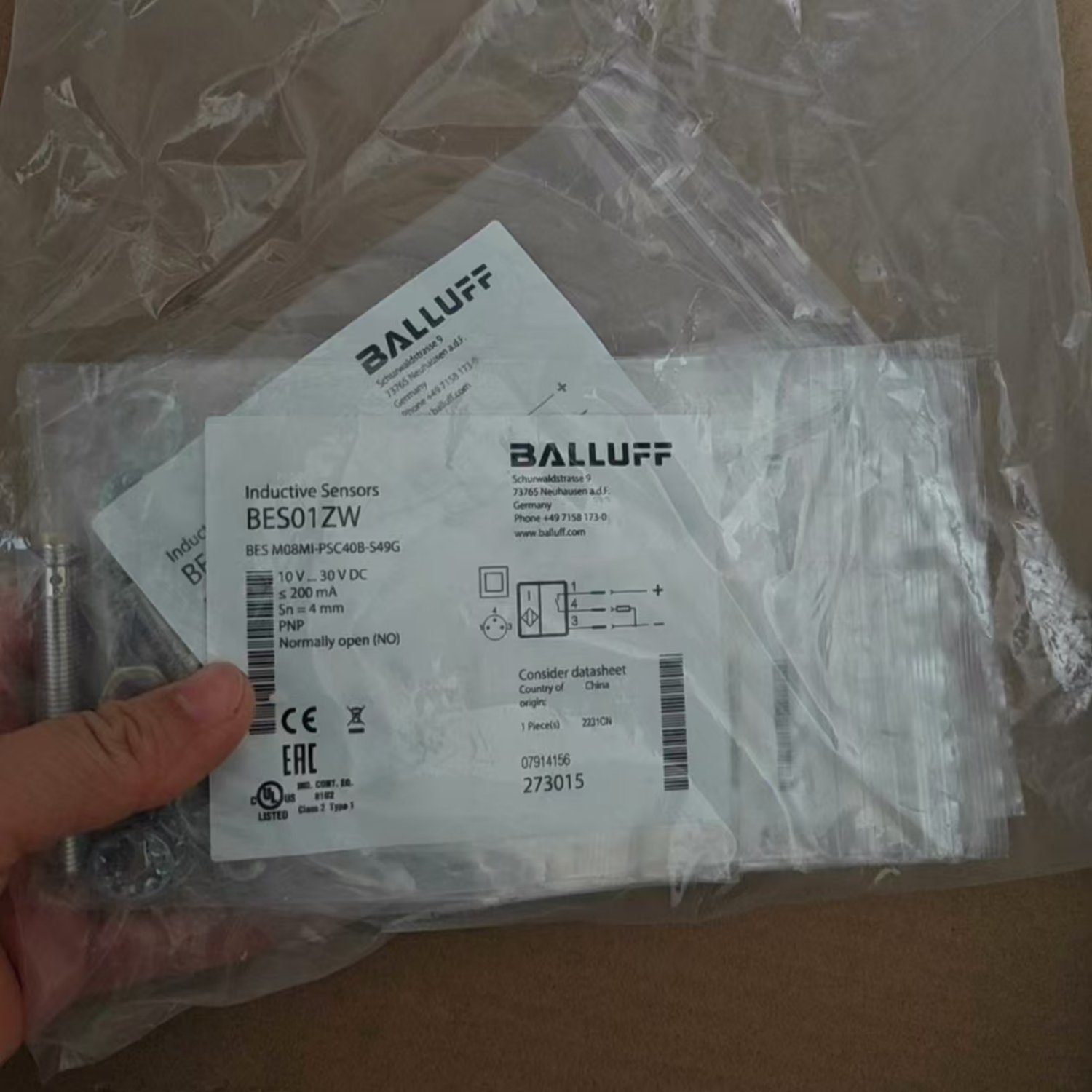 Balluff BES M08MI-PSC40B-S49G Inductive Proximity Switch (M8, 4 mm, PNP NO, M8 Connector) - Image 3