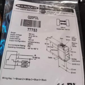 Banner Engineering Q20PDL Long-Range Diffuse Photoelectric Sensor
