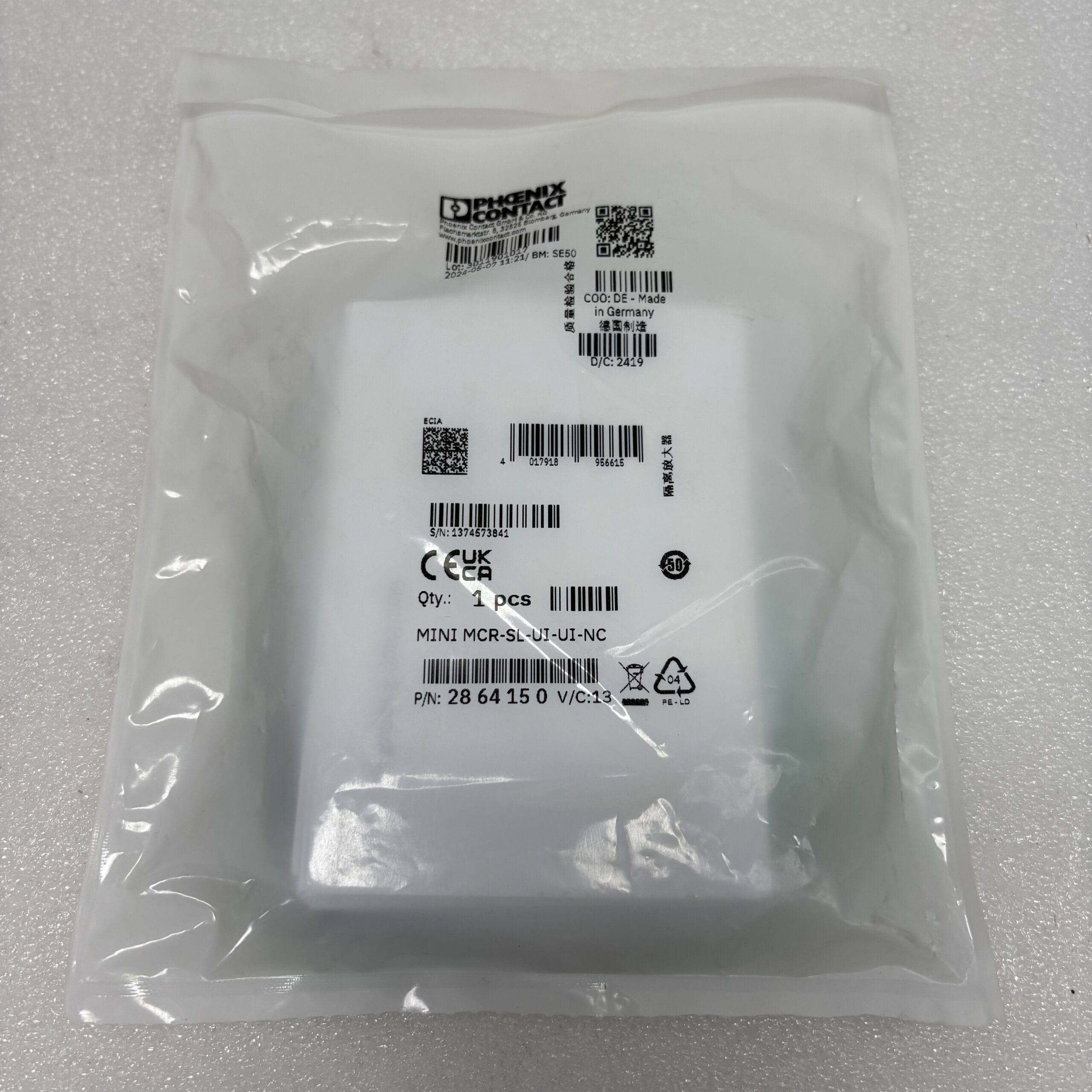Phoenix Contact MINI MCR-SL-UI-UI-NC Analog Signal Conditioner – product view 1