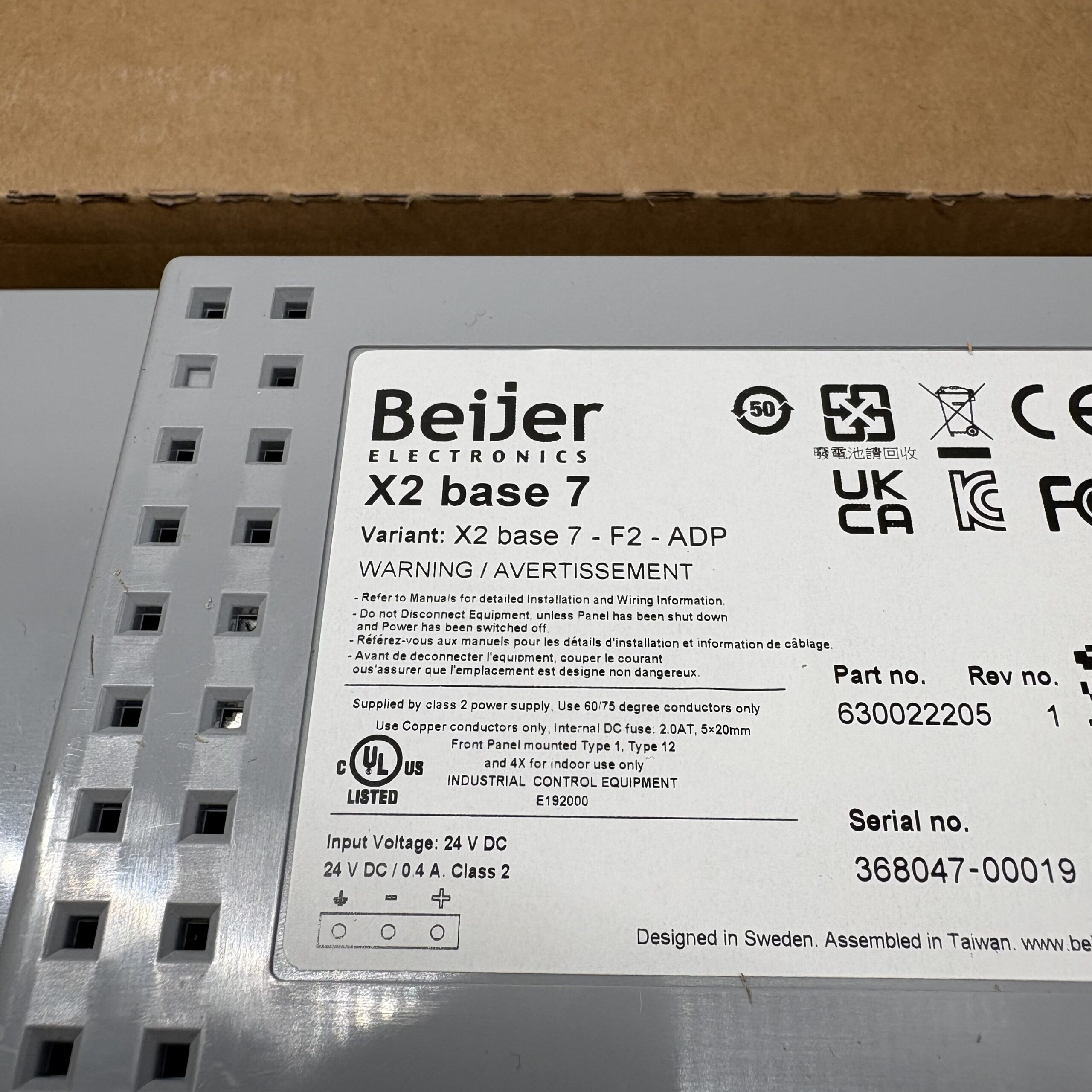Beijer Electronics X2 base 7-F2-ADP Touchscreen Operator Panel – product view 4