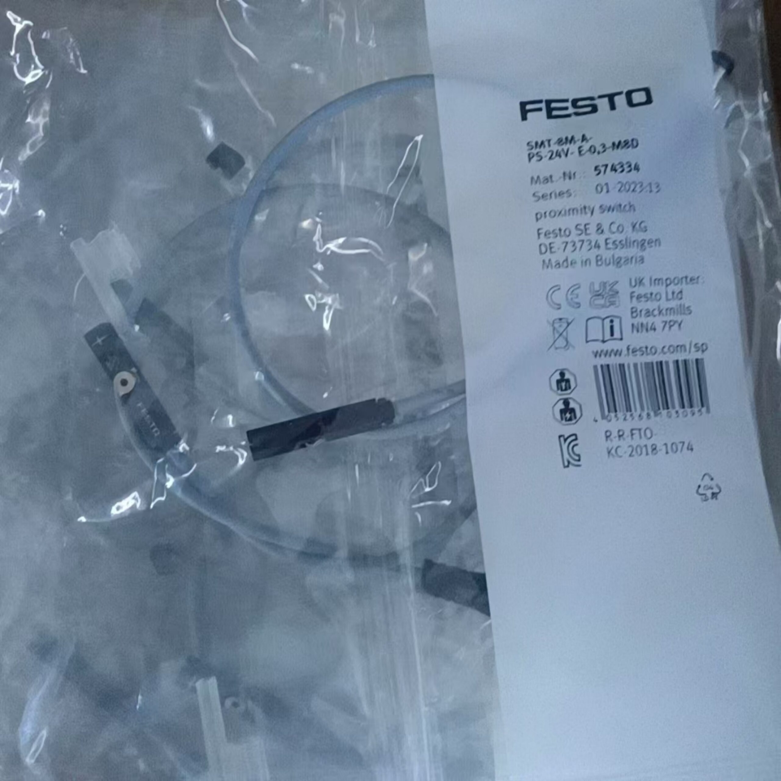 Festo SMT-8M-A-PS-24V-E-0,3-M8D 574334 Magneto-resistive Cylinder Sensor – product view 4